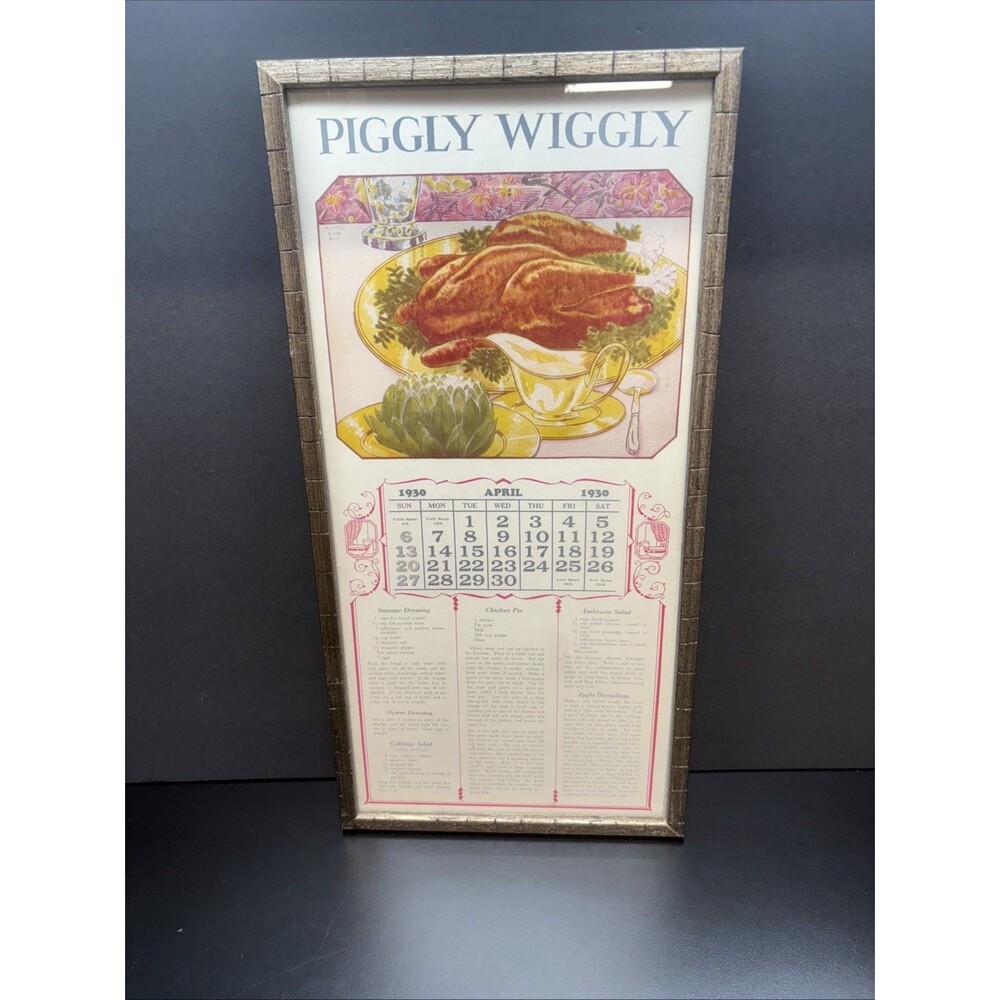 1930 Piggly Wiggly Calendar April Framed
